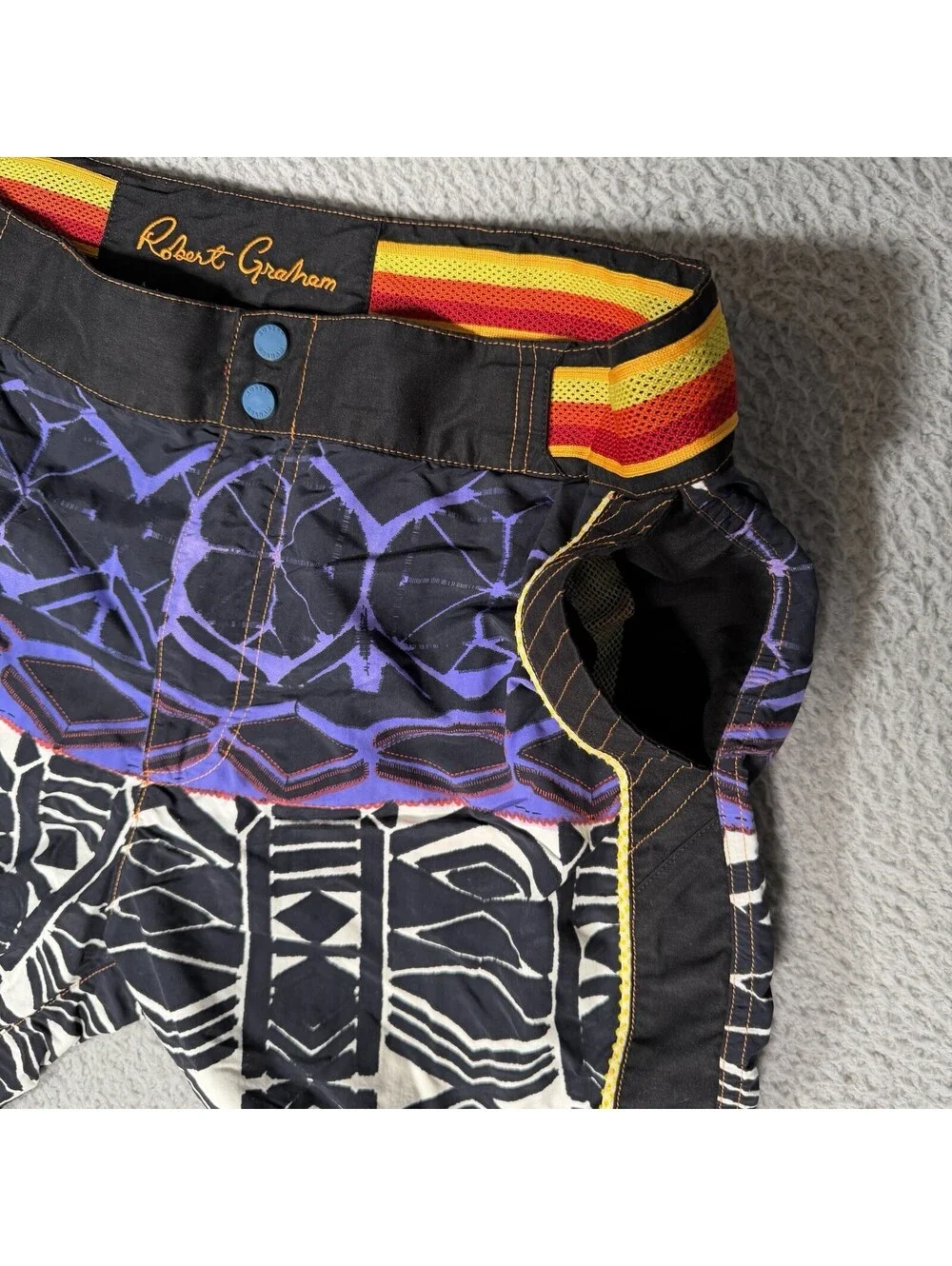 Robert Graham Swim Trunks Board Shorts Multicolor Medium With Pockets Lined